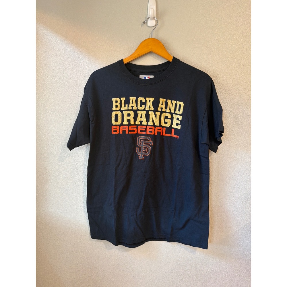 MLB SF Giants‎ Graphic T-Shirt Mens Large Black and Orange Baseball Tee